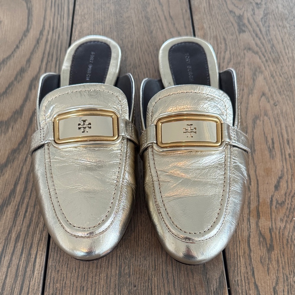 Tory Burch Metallic Gold Mules